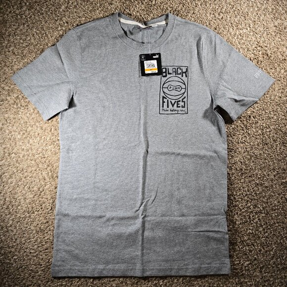 PUMA Black Fives "Make History Now" Graphic Tee Men's Size Small 532264-02 Gray - Picture 1 of 11